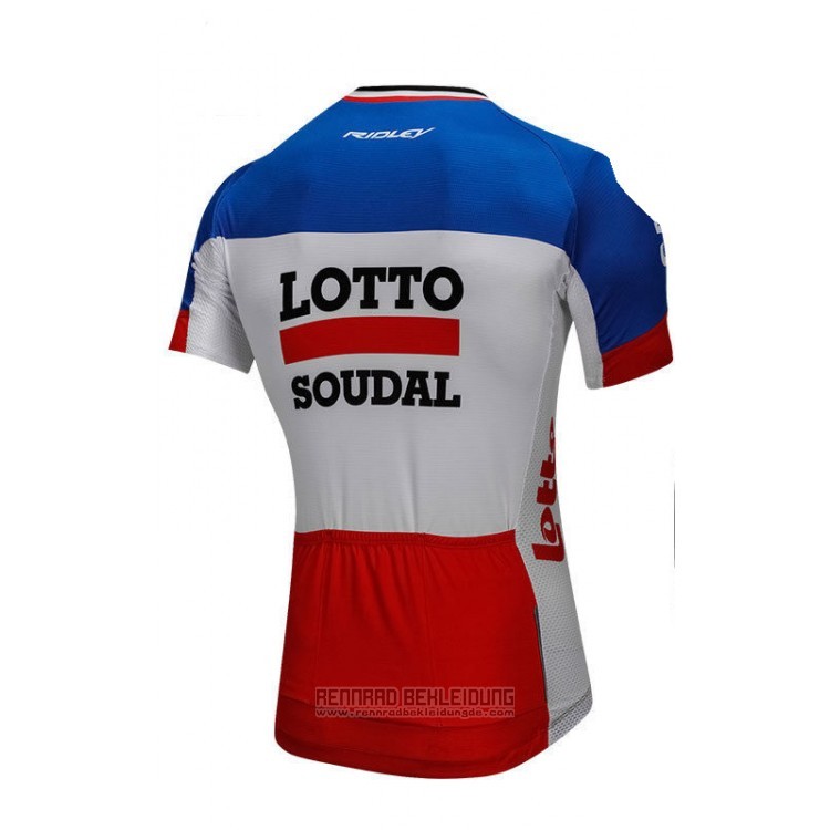 2018 Fahrradbekleidung Lotto Soudal Blau und Rot Trikot Kurzarm und Tragerhose